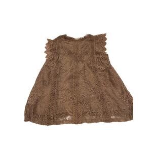 Crochet Lace Blouse Taupe Boho Feminine Romantic Top S
